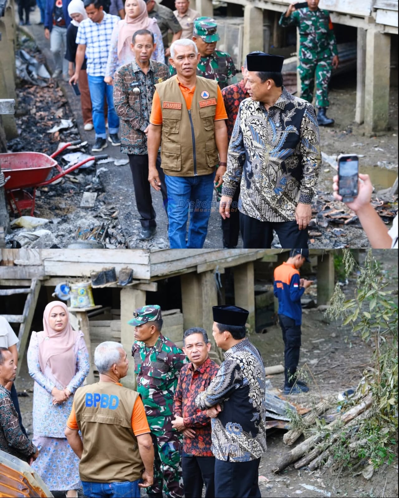 Bupati BBS Tinjau Langsung Korban Kebakaran di Kumpeh Ilir.Foto:dok.ist